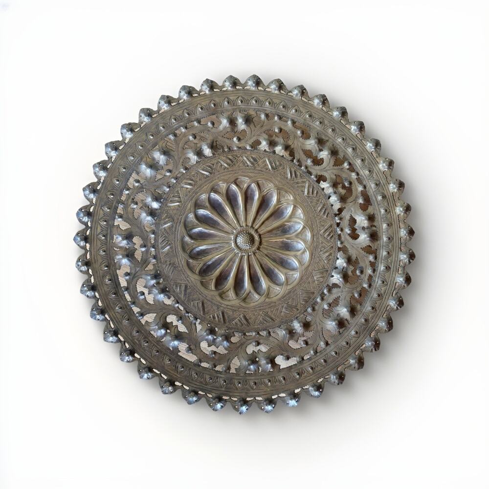 Brass Mid Century Wall Plaque Hanging 26" Medieval Wall Charger Made Italy